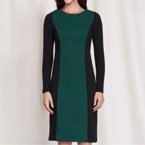 Boden Serena Color Block Dress - Green/Navy Ponte, 3/4 Sleeves Size 14R